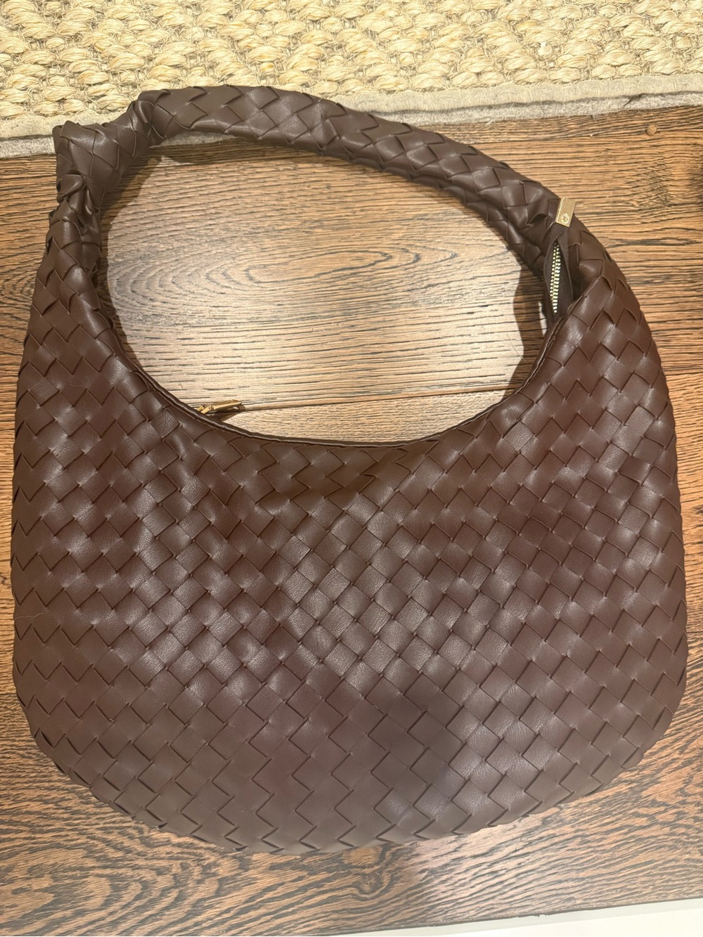 Anthropologie Deep Brown Woven Hobo Bag